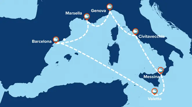 Itinerario de Crucero por el Mediterráneo Occidental desde Barcelona