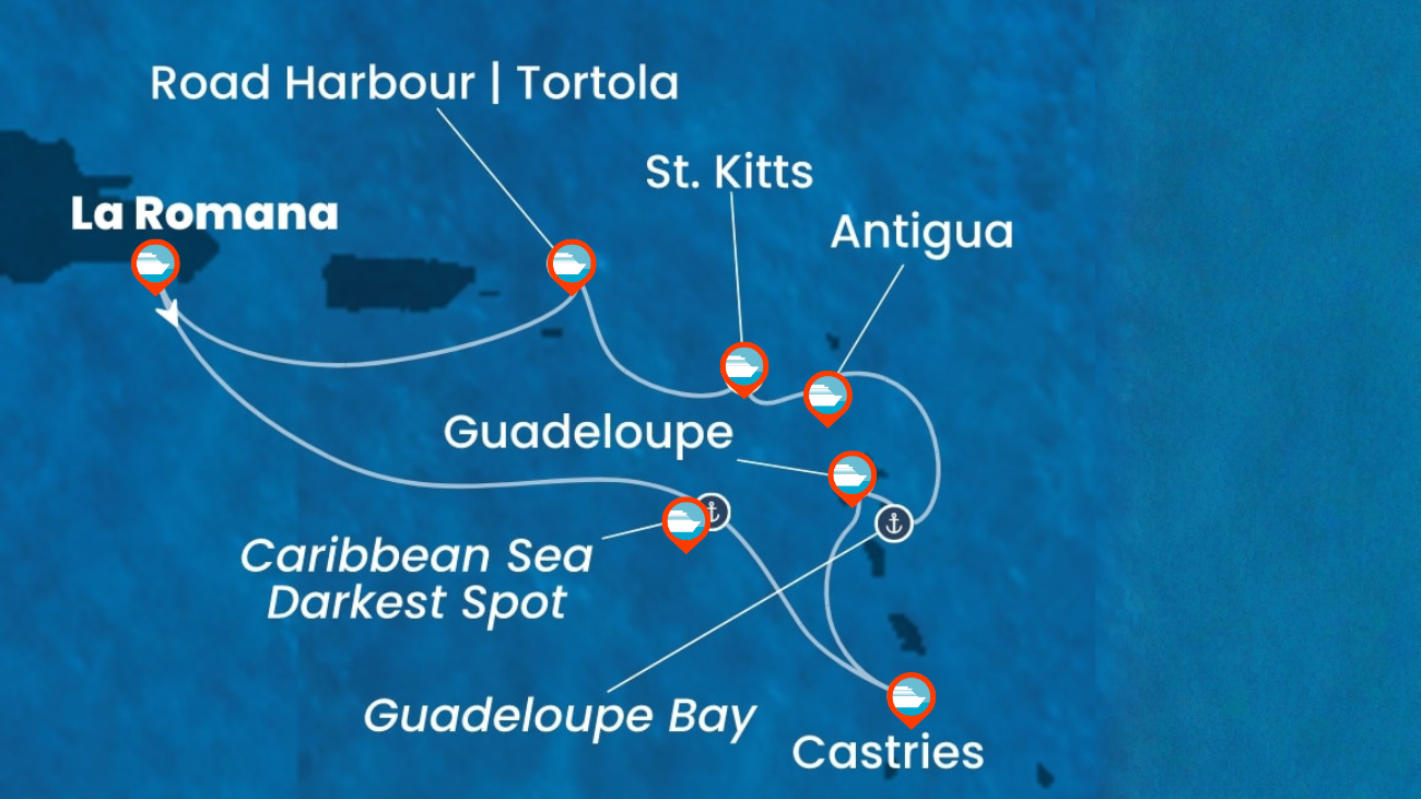 Itinerario de Crucero por el Caribe  Rep. Dominicana, Antillas, Islas Vírgenes (Navidad) - 7 noches