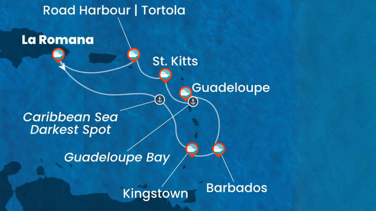 Itinerario de Crucero por el Caribe Rep. Dominicana, Antillas, Islas Vírgenes - 7 noches