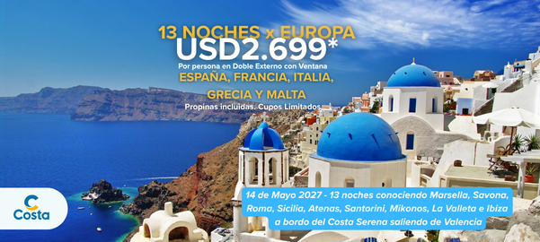 Mediterraneo 13 Noches por solo USD2699❤️