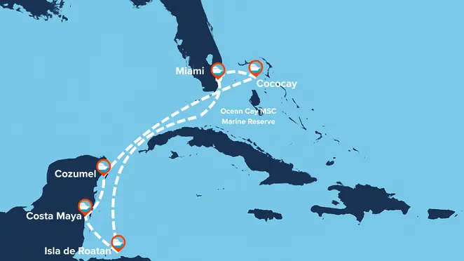 Itinerario de Crucero por Caribe Occidental