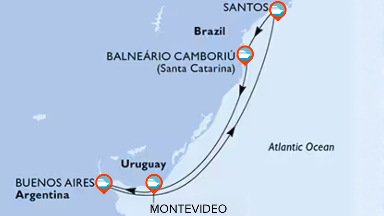 Itinerario de Crucero por Argentina, Uruguay y Brasil - 7 noches