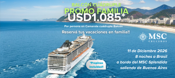 Plan Familia MSC Balcon Cuadruple desde USD 1075 por persona❤️