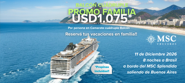 Plan Familia MSC Balcon Cuadruple desde USD 1075 por persona❤️